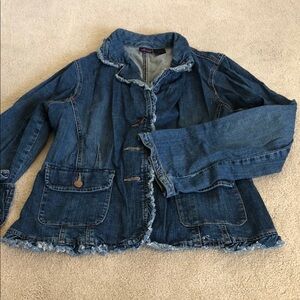 Willi Smith Blue Frayed Jean Jacket - size L